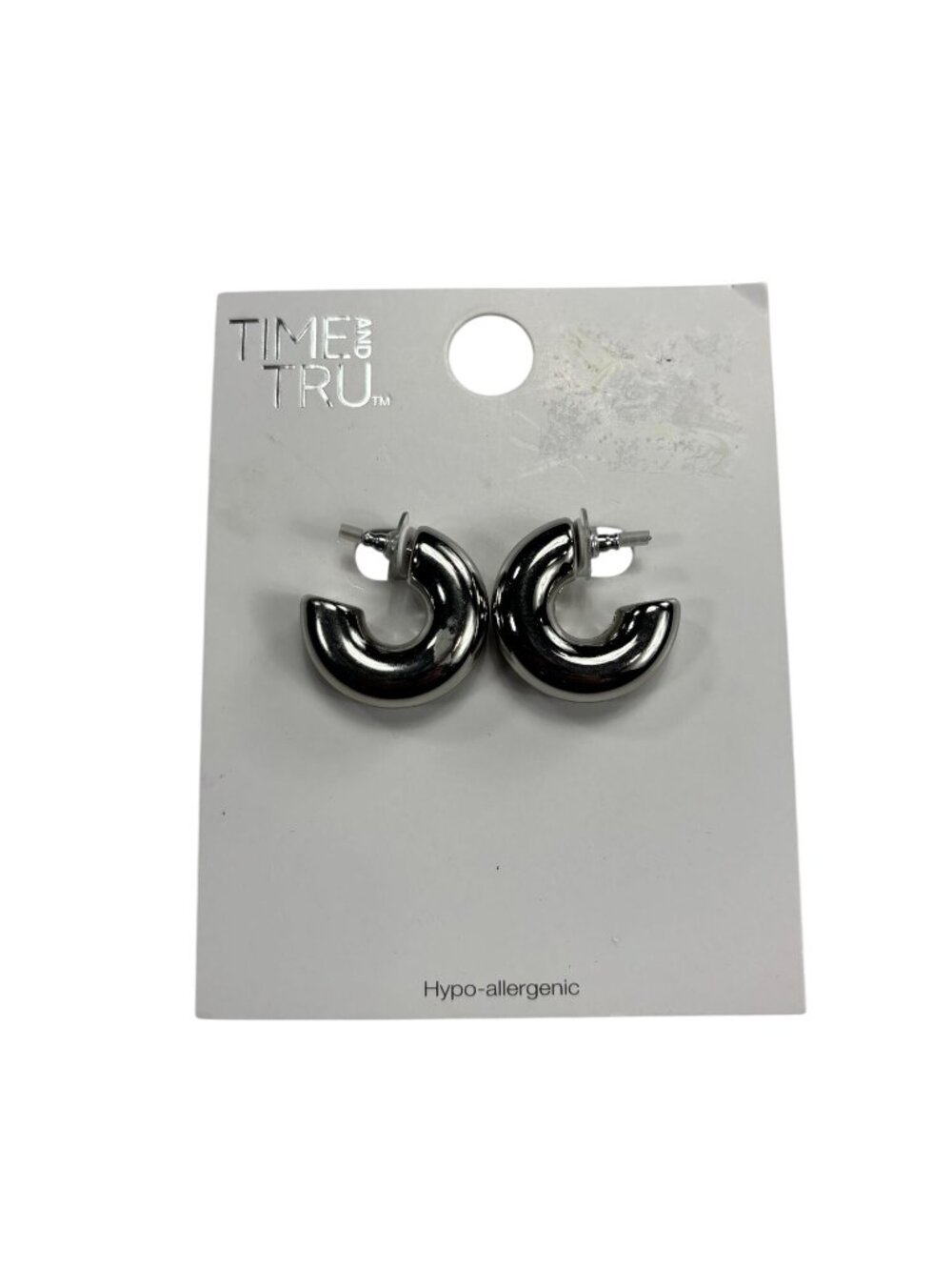 Time And Tru Hypoallergenic Silver-Tone Hoop Earrings
